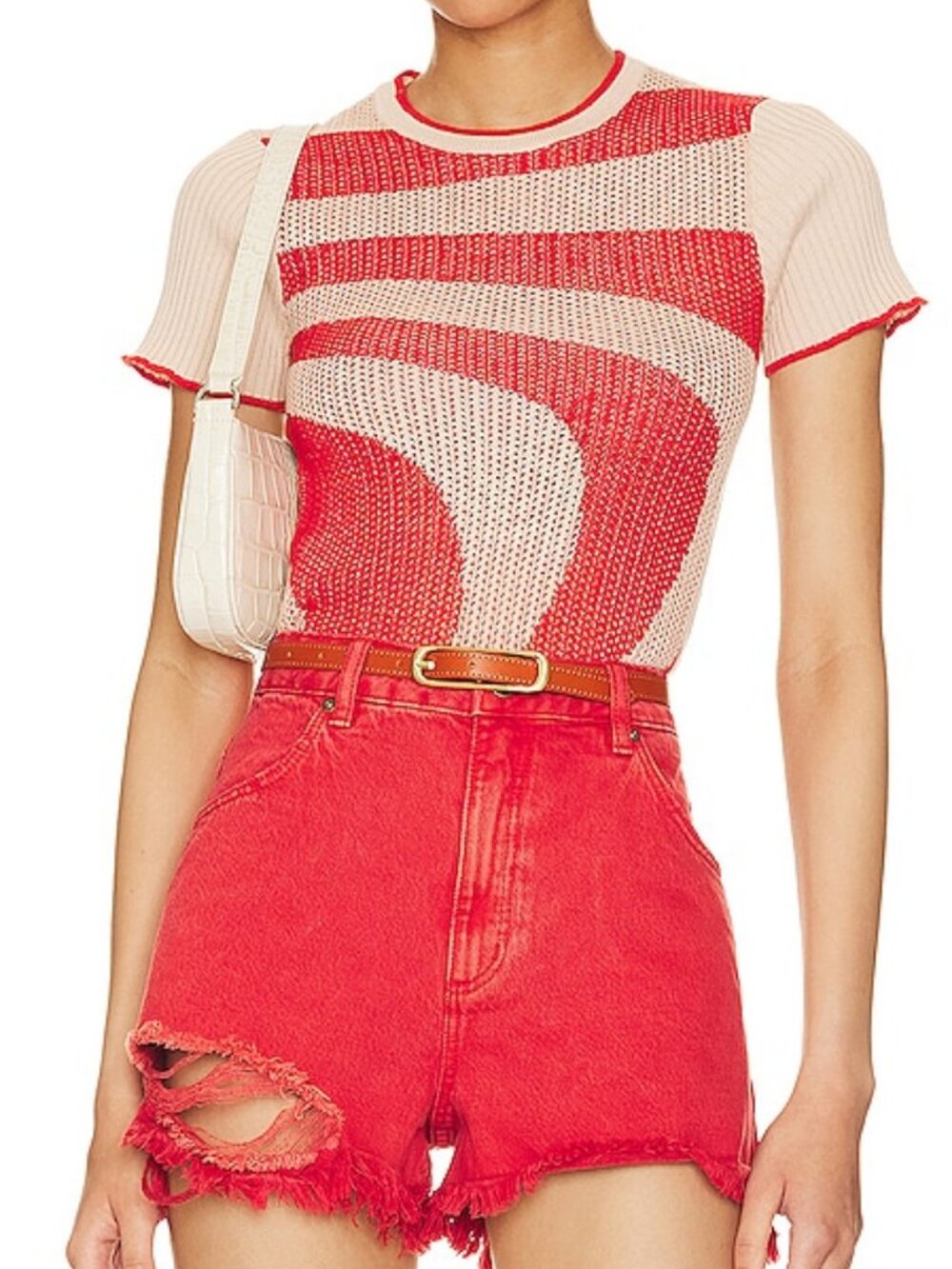 Revolve Autumn Cashmere Graphic Baby Tee in Latte & Apple